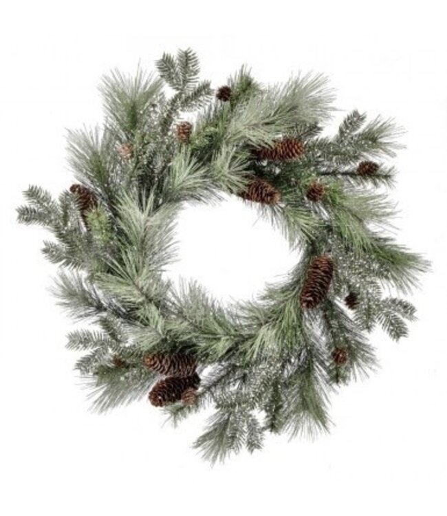 26" GLITTER PINE WREATH WITH CONE