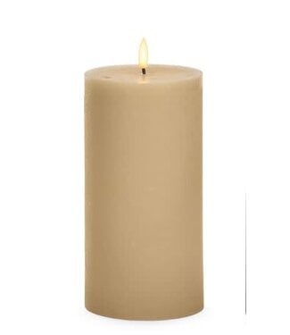 7.75 Inch Beige LED Wax Pillar Candle with Timer