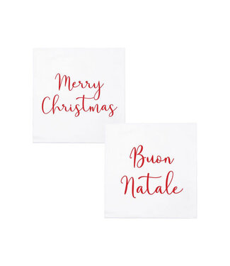 VIETRI Papersoft Napkins Merry Christmas/Buon Natale Cocktail Napkins