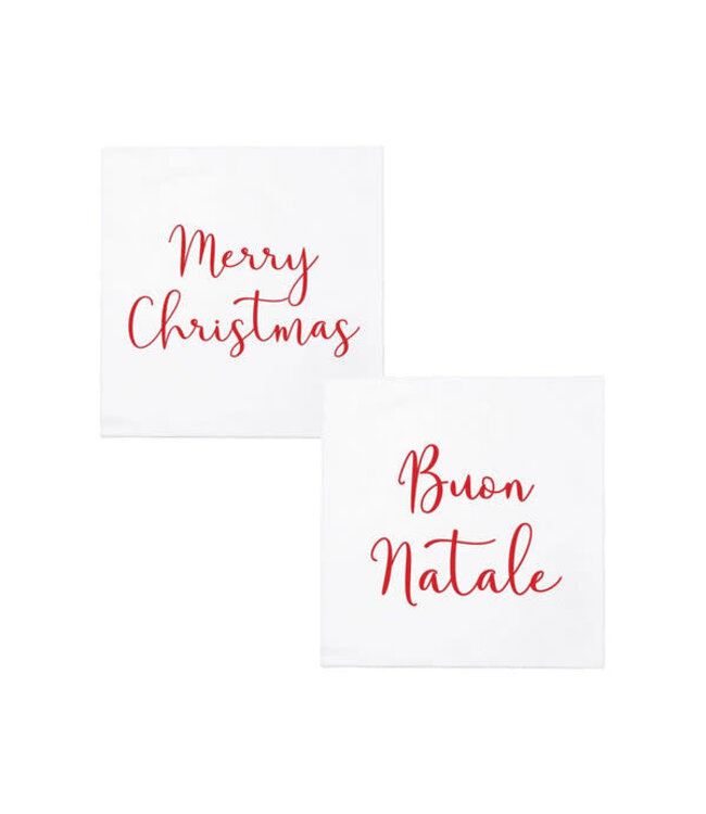 VIETRI Papersoft Napkins Merry Christmas/Buon Natale Cocktail Napkins
