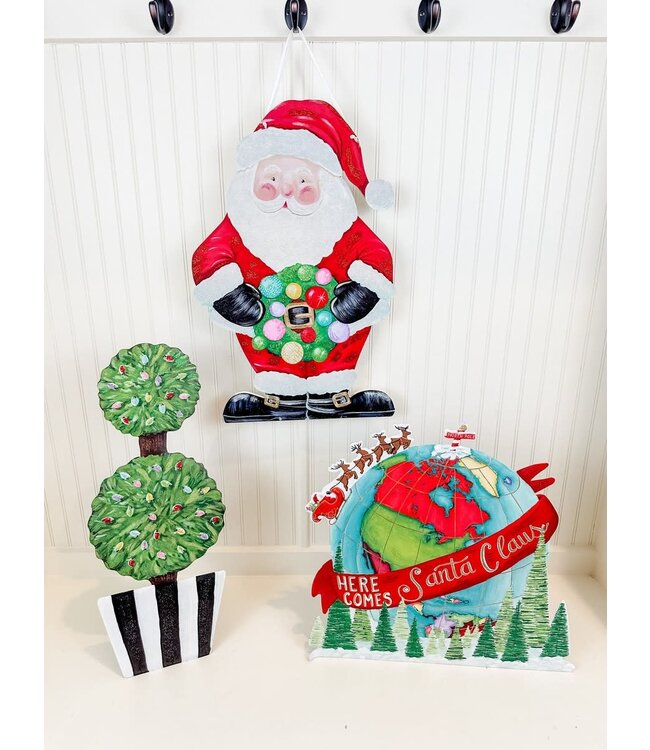 THE ROUND TOP COLLECTION Merry & Bright Santa PVC Door Hanger