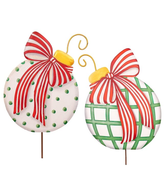 THE ROUND TOP COLLECTION Modern Red, White & Green Ornament-SOLD INDIVIDUALLY