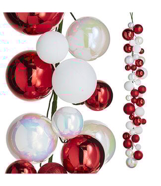 4' Red, White and Iridescent Ball Garland