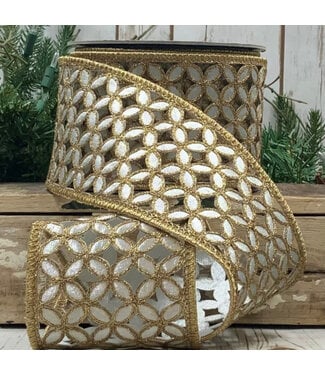 4“ x 10yds Metallic Floral Garland Ribbon