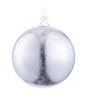 4.75” Glass Ball Ornament Silver