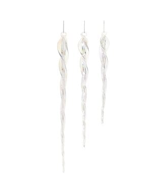 Icicle Glass Ornament Set of 3 7.5"H, 9.5"H, 11.5"H