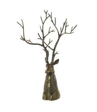 Metal Stag Head Statue with Branch Antlers