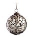 4” Crackle Mosaic Glass Ball Ornament Antique Silver