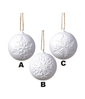 4” Snowflake Ball Ornament White