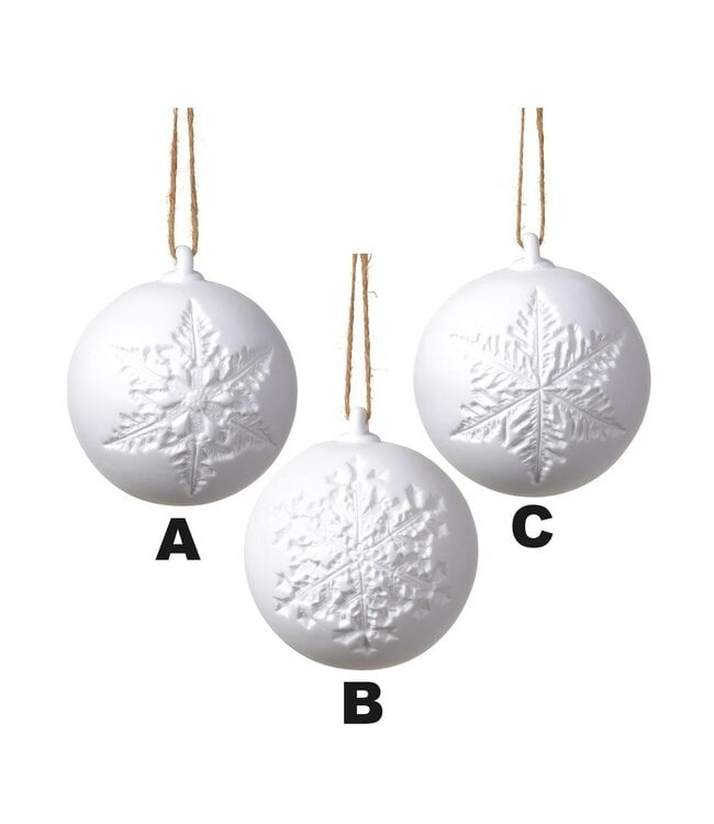 4” Snowflake Ball Ornament White