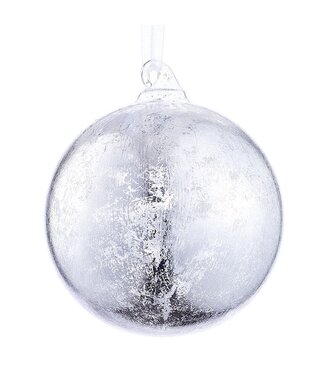 4” Glass Ball Ornament Silver