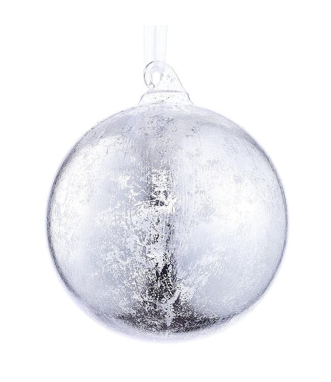 4” Glass Ball Ornament Silver