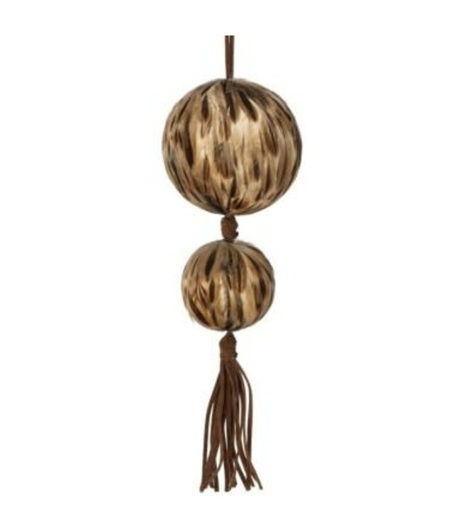 14” Natural Feather Ball Drop Ornament