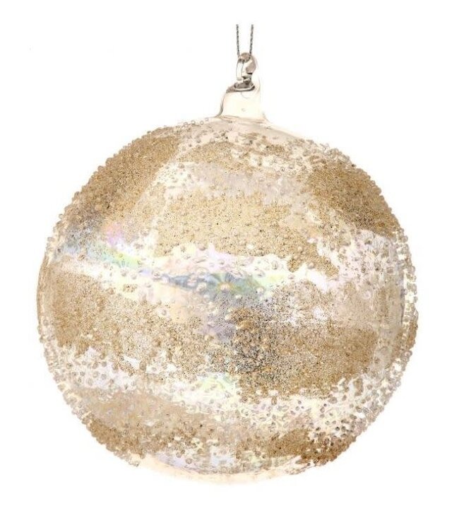 5” Glass Dimpled Beaded Ball Ornament