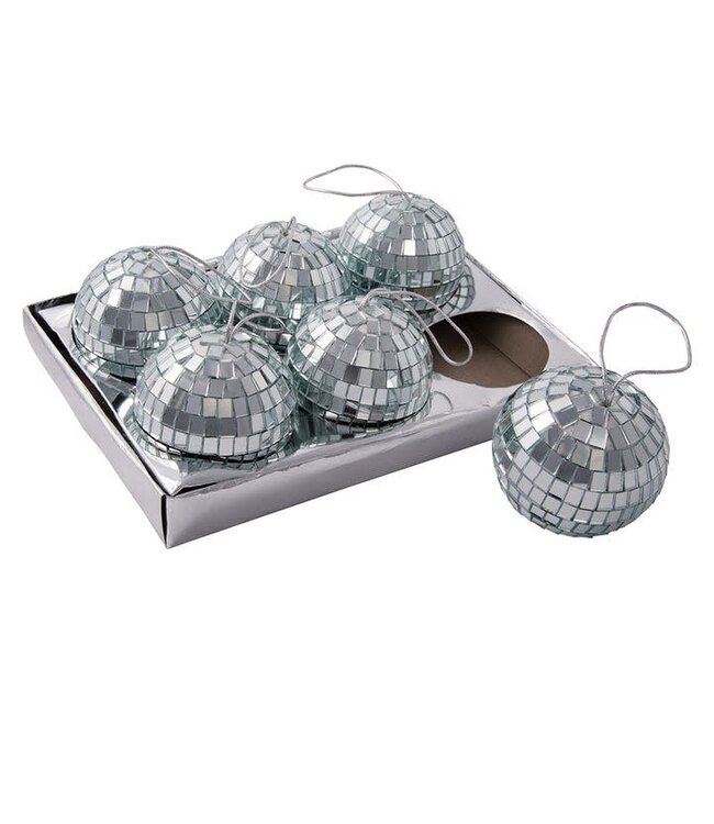 3” Glass Mirrored Disco Ball Ornament - Sold as a Set