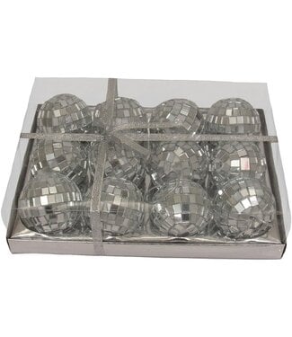 2" Miniature Mirrored Disco Ball Glass Ornament - Sold as a Set