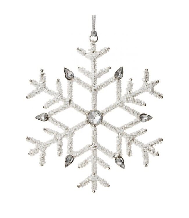 6.5” Jeweled Beaded Snowflake Ornament