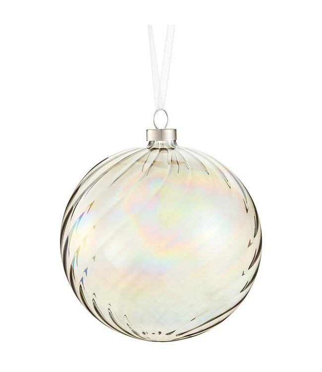 4.75” Glass Ball Ornament Gray Iridescent