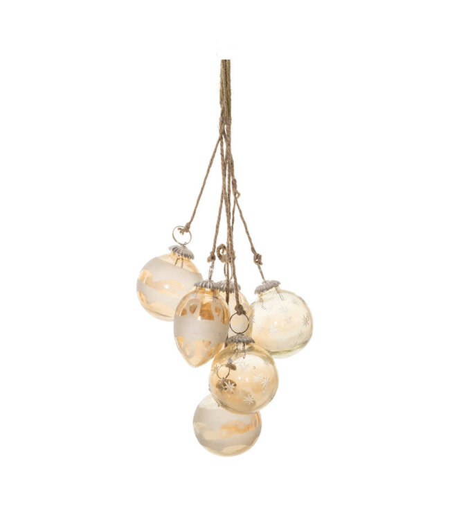 21”L Ornament Drop Glass/Jute