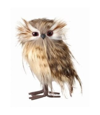 6” Speckled Feather Standing Owl