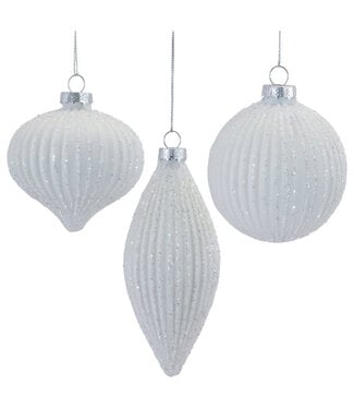 Glitter Ribbed Glass Ornament