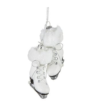 5.5" Fur Trim Skates Ornament- Sold as Pair