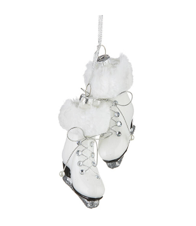 5.5" Fur Trim Skates Ornament- Sold as Pair