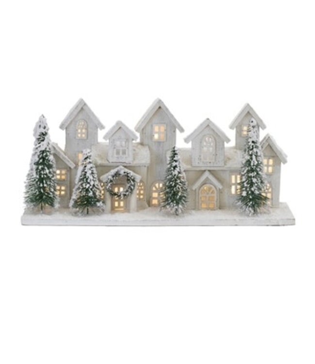 23"L x 10"H LED Houses Wood/PVC