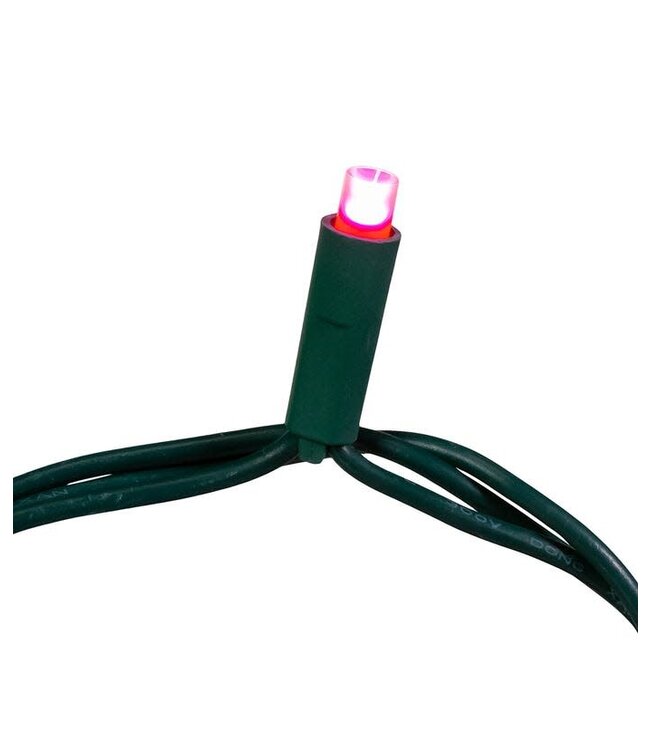 25.5' UL 50-Light Pink 5MM LED Green Wire Light