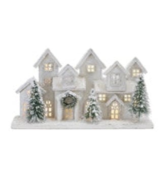 17"L x 9.5"H LED Houses Wood/PVC