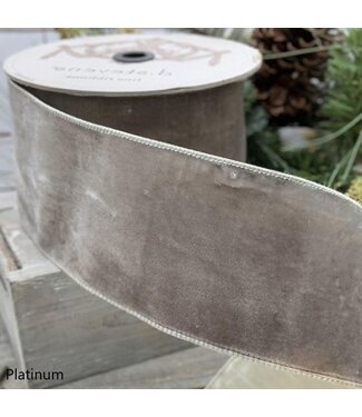 4” X 10YDS Lush Velvet Metallic Platinum Back