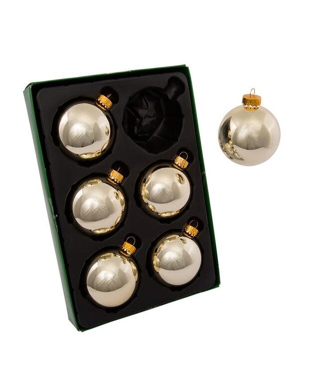 65MM Glass Shiny Gold Ball Ornament - Sold as a Set