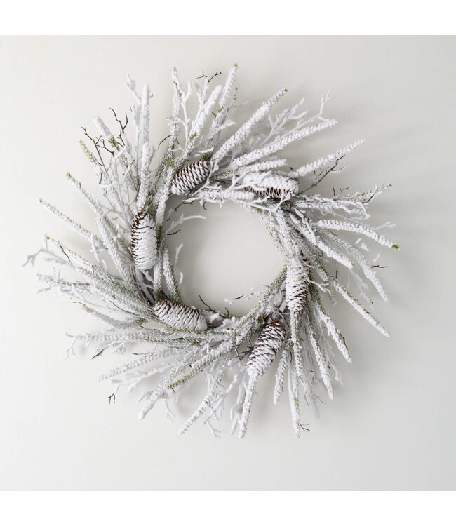 Flocked Pine Twig Wreath