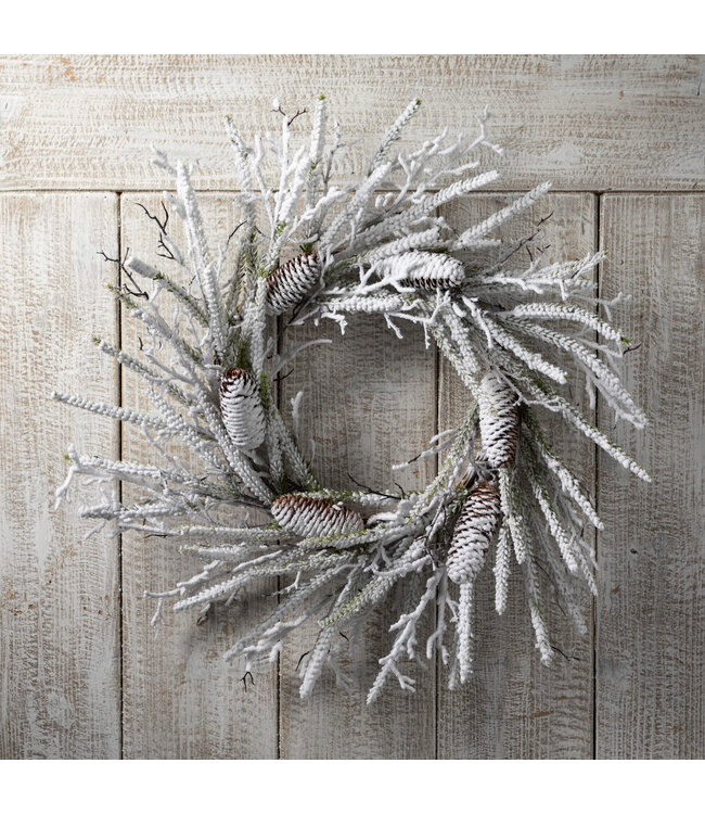 Flocked Pine Twig Wreath