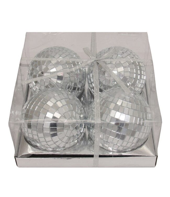 Mirrored Disco Ball Glass Ornament - Sold as a Set