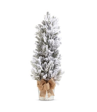 34" Flocked Potted Half Tree