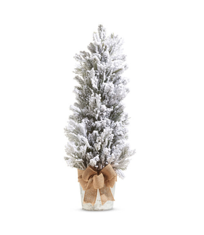 34" Flocked Potted Half Tree