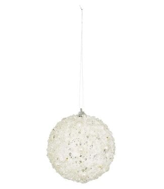 4.5” Ice & Pearl Ball Ornament White/Pearl