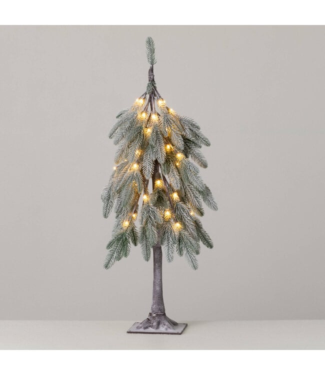 3’ Lit Flocked Droopy Tree