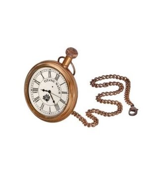 9” Brass Glass Pocket Watch with Chain