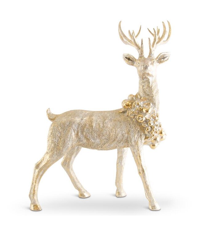 40 Inch Standing Antique Gold Resin Deer