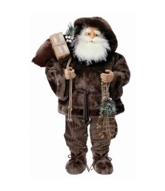 36" Fur Lodge Santa with Gifts Bag Wearing Snow Shoes