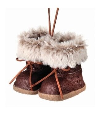 4” Faux  Fur Leather Boots Ornament