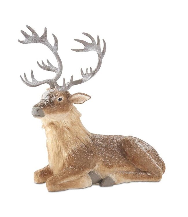 36.25 Inch Glittered Snowy Laying Reindeer