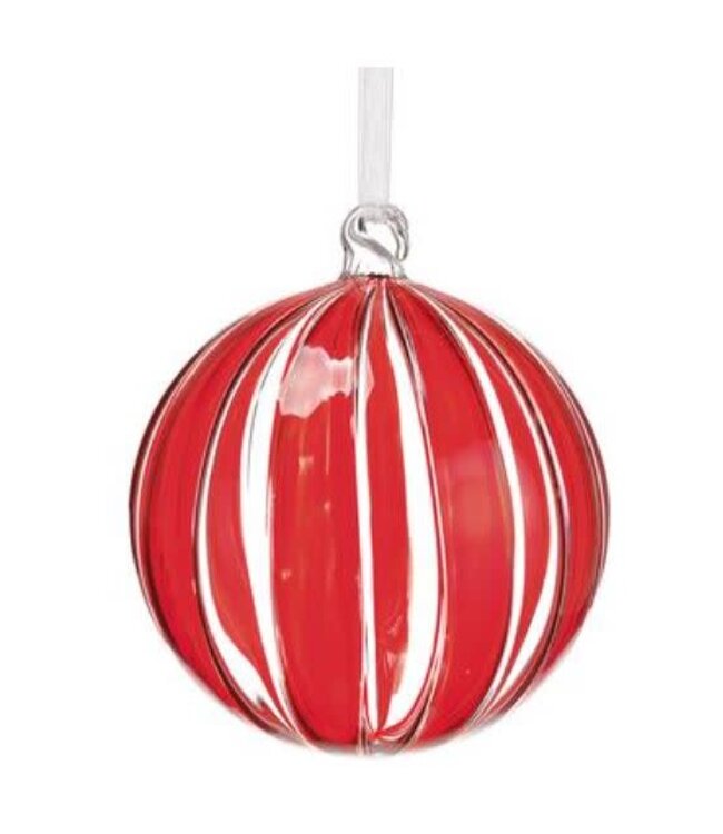 5" Glass Ball Ornament - Red Clear