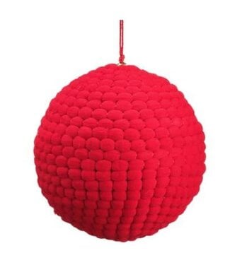 5" Yarn Ball Ornament - Red