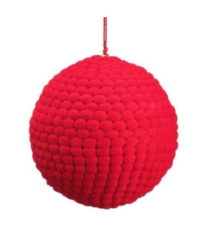 5" Yarn Ball Ornament - Red