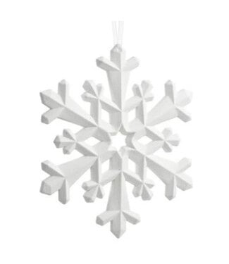 8.75" Glittered Snowflake Ornament - White