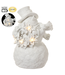 7.75" Battery Operated Snowman Holding A Wreath With Light - White