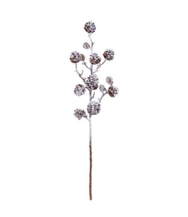 23" Snowed Pine Cone Spray  Brown White